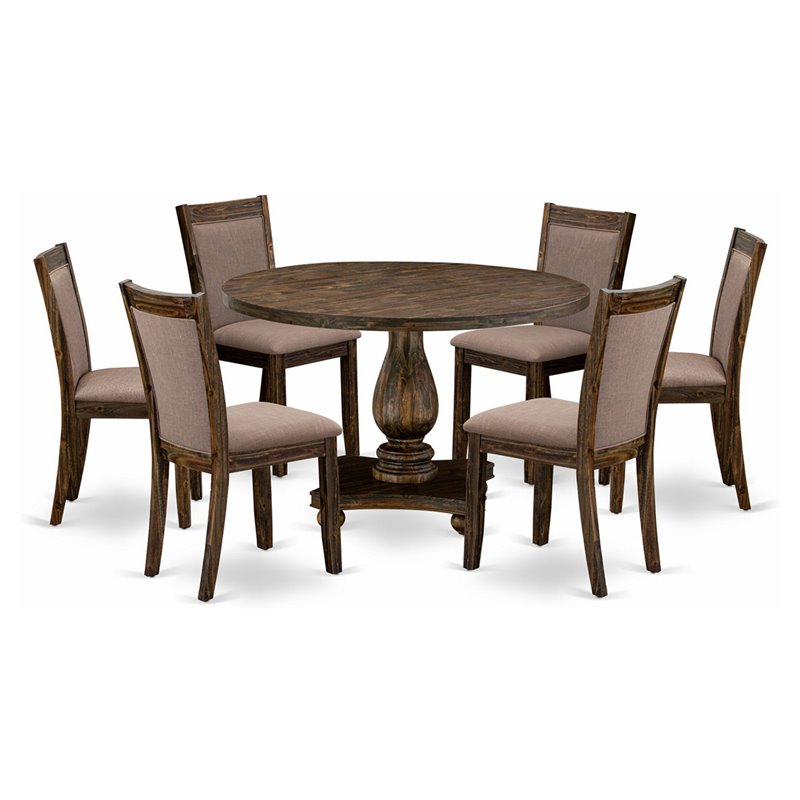 East West Furniture Irving 7-Piece Wood Dining Set in Distressed Jacobean/Coffee