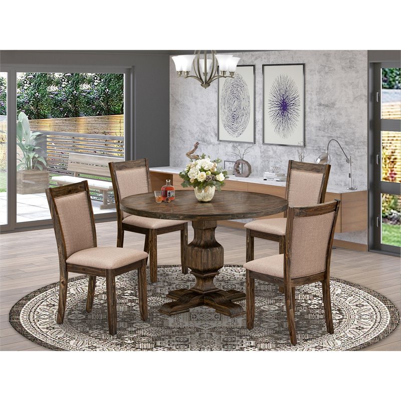 East West Furniture Irving 5-Piece Wood Dining Set in Gray/Distressed Jacobean