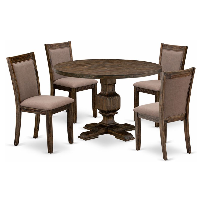 East West Furniture Irving 5-Piece Wood Dining Set in Coffee/Distressed Jacobean