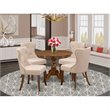 East West Furniture Antique 5-Piece Wooden Dining Set in Walnut/Light Tan