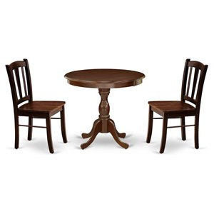 east west furniture antique 3-piece solid wooden dining set in mahogany