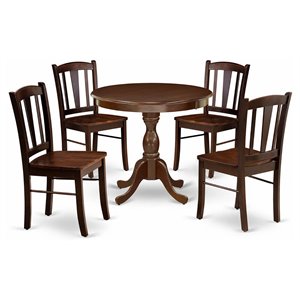 East West Furniture Antique 5-Piece Solid Wooden Dining Set in Mahogany