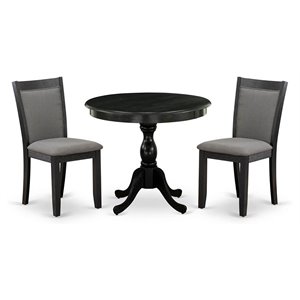 East West Furniture Antique 3-Piece Wooden Dining Set in Dark Gotham Gray/Black