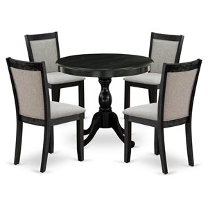 East West Furniture Antique 5-Piece Wooden Dining Set in Shitake/Black