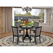 East West Furniture Antique 5-Piece Wooden Dining Set in Dark Gotham Gray/Black