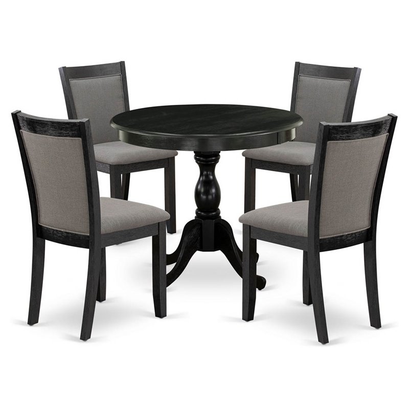 East West Furniture Antique 5-Piece Wooden Dining Set in Dark Gotham Gray/Black