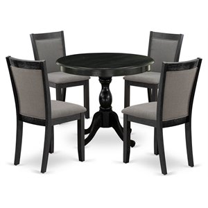 East West Furniture Antique 5-Piece Wooden Dining Set in Dark Gotham Gray/Black