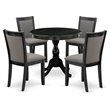 East West Furniture Antique 5-Piece Wooden Dining Set in Dark Gotham Gray/Black