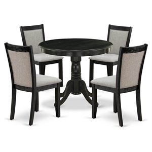 east west furniture antique 5 pieces wooden dining set in shitake/black