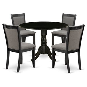 East West Furniture Dublin 5-Piece Wooden Dining Set in Dark Gotham Gray/Black