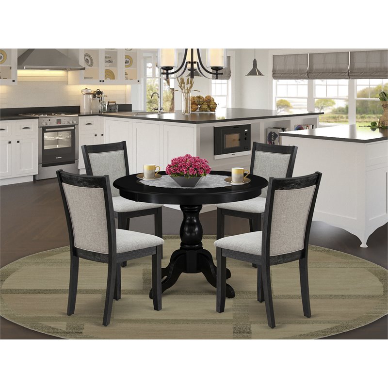 East West Furniture Hartland 5-Piece Wooden Dining Set in Black/Shitake
