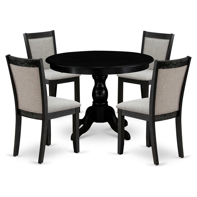 East West Furniture Hartland 5-Piece Wooden Dining Set in Black/Shitake