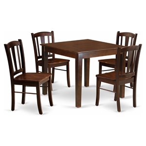 east west furniture oxford 5-piece solid wooden dining set in mahogany