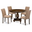 East West Furniture Ferris 5-Piece Wood Dining Set in Jacobean Brown/Light Sable