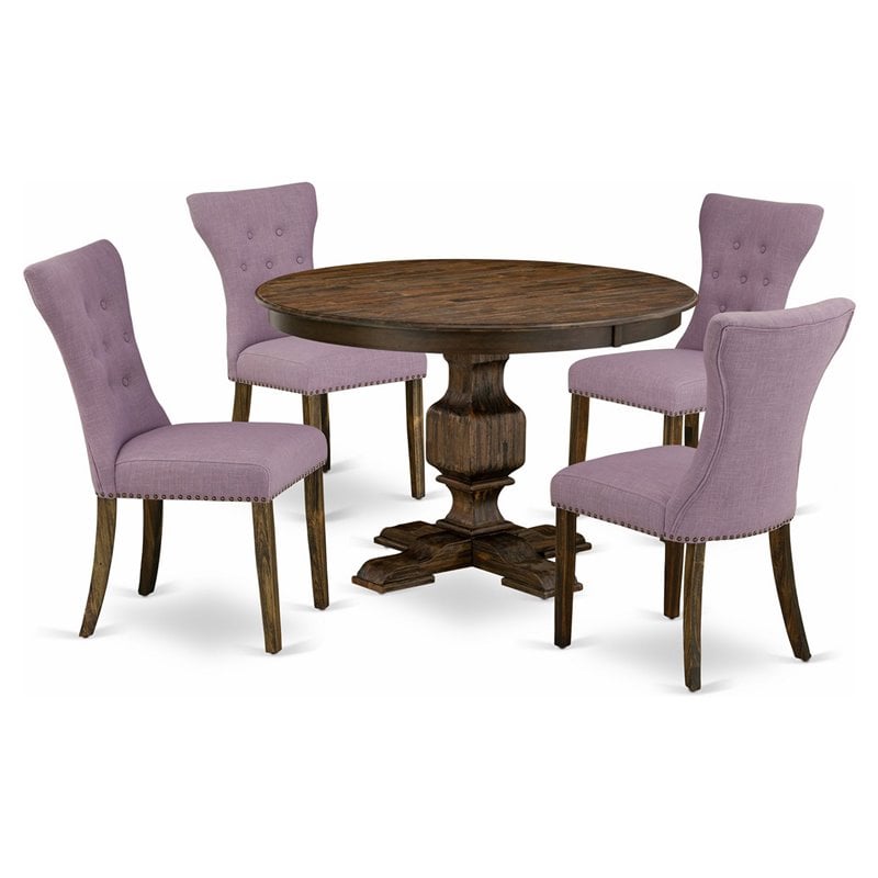 East West Furniture Ferris 5-Piece Wooden Dining Set in Dahlia Purple/Jacobean