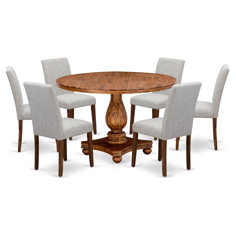 East West Furniture Irving 7-Piece Wood Dining Set in Walnut/Doeskin Gray