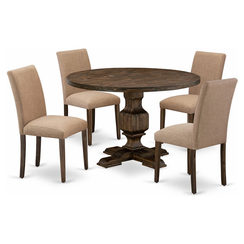 East West Furniture Irving 5 Pieces Wooden Dining Sets in Jacobean/Sable Brown