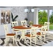 East West Furniture Plainville 7-Piece Wooden Dining Set in White/Cherry