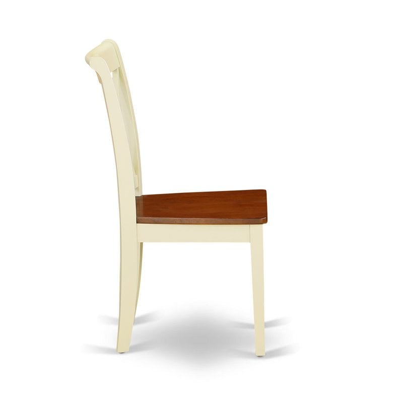 East West Furniture Plainville 7-Piece Wooden Dining Set in White/Cherry