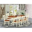 East West Furniture Plainville 9-Piece Wooden Dining Set in White/Cherry
