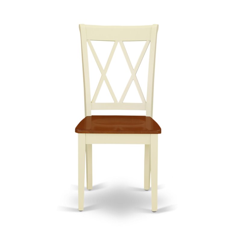 East West Furniture Plainville 9-Piece Wooden Dining Set in White/Cherry