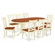 East West Furniture Plainville 9-Piece Wooden Dining Set in White/Cherry