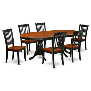 East West Furniture Plainville 7-Piece Wooden Dining Set in Black/Cherry