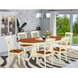 East West Furniture Plainville 7 Pieces Wooden Dining Set in White/Cherry