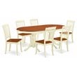 East West Furniture Plainville 7 Pieces Wooden Dining Set in White/Cherry