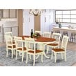 East West Furniture Plainville 9 Pieces Wooden Dining Set in White/Cherry