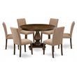 East West Furniture Ferris 7-Piece Wood Dining Set in Jacobean Brown/Light Sable