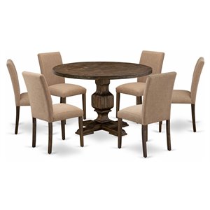 East West Furniture Irving 7-Piece Wooden Dining Set in Jacobean/Sable Brown