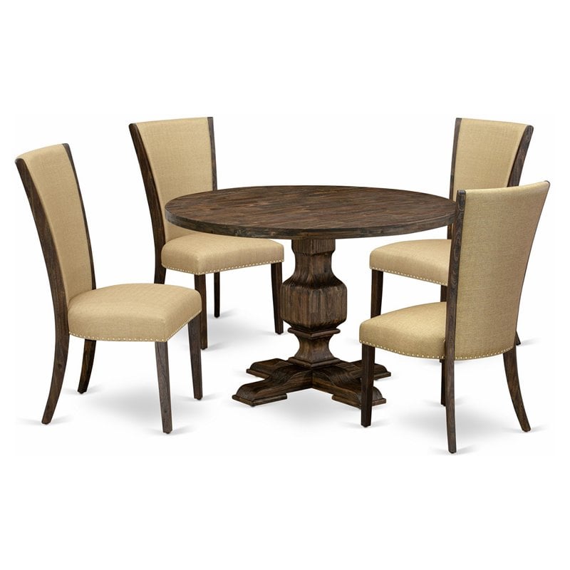 East West Furniture Irving 5-Piece Wooden Dining Set in Jacobean/Brown