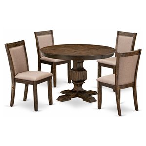 East West Furniture Ferris 5-Piece Wood Dining Set in Jacobean/Dark Khaki Gray