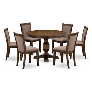 East West Furniture Ferris 7-Piece Wood Dining Set in Jacobean/Coffee