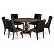 East West Furniture Irving 7-Piece Wood Dining Set in Distressed Jacobean/Black