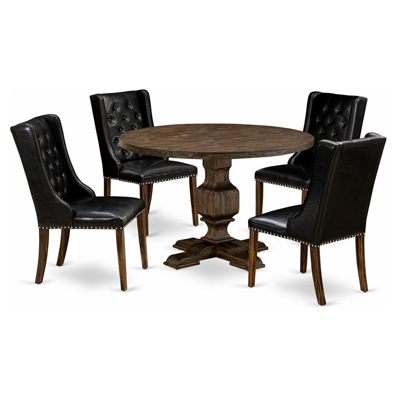 East West Furniture Irving 5-Piece Wood Dining Set in Black/Distressed Jacobean