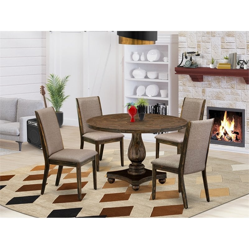 East West Furniture Irving 5 Pieces Wood Dining Set in Gray/Distressed Jacobean