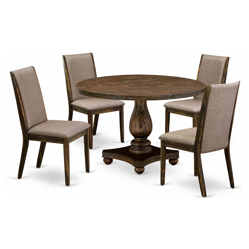 East West Furniture Irving 5 Pieces Wood Dining Set in Gray/Distressed Jacobean