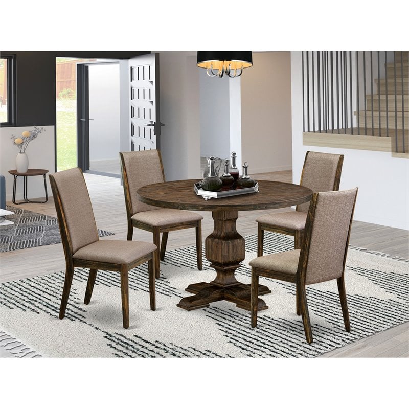 East West Furniture Irving 5 Pieces Wooden Dining Set in Khaki Gray/Jacobean