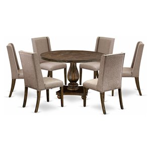 East West Furniture Irving 7-Piece Wooden Dining Set in Gray/Distressed Jacobean