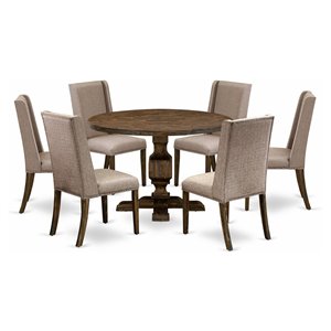 East West Furniture Irving 7 Pieces Wood Dining Set in Gray/Distressed Jacobean