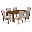 East West Furniture Lismore 7-Piece Wood Dining Set in Antique Walnut/Light Tan