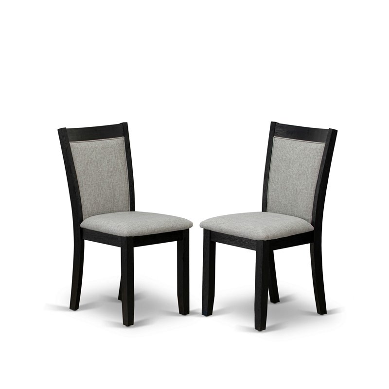 East West Furniture V-Style 5-Piece Wood Dining Set in Black/White/Shitake Gray