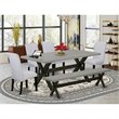 East West Furniture X-Style 6 Pieces Wood Dining Set in Black/Cement/Gray