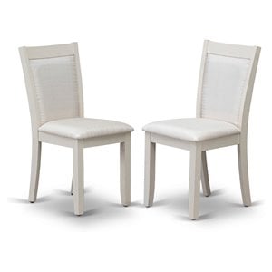 East West Furniture Monza 36.8&quot Wood Dining Chairs in Cream/White (Set of 2)