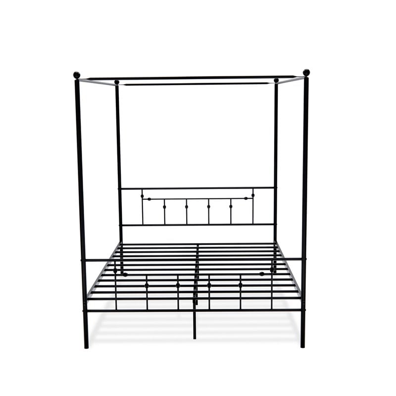 East West Furniture Anniston Traditional Metal Queen Bed Frame in Black