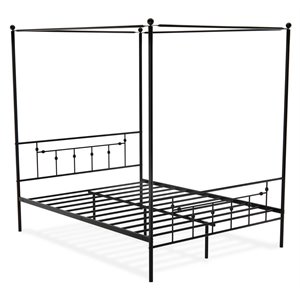 east west furniture anniston traditional metal queen bed frame in black