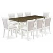 East West Furniture X-Style 9-Piece Wood Dining Set in Cream/Jacobean/White