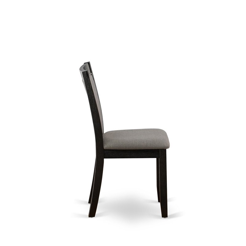 East West Furniture V-Style 5-Piece Wood Dining Set in Jacobean/Dark Gray/Black